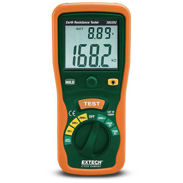 Extech 382252 Earth Ground Meter Measures Ground Resistance & Voltage