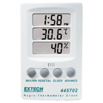 Extech 445702 Thermo-Hygrometer White Wall/Table Mount Alarm Min/Max