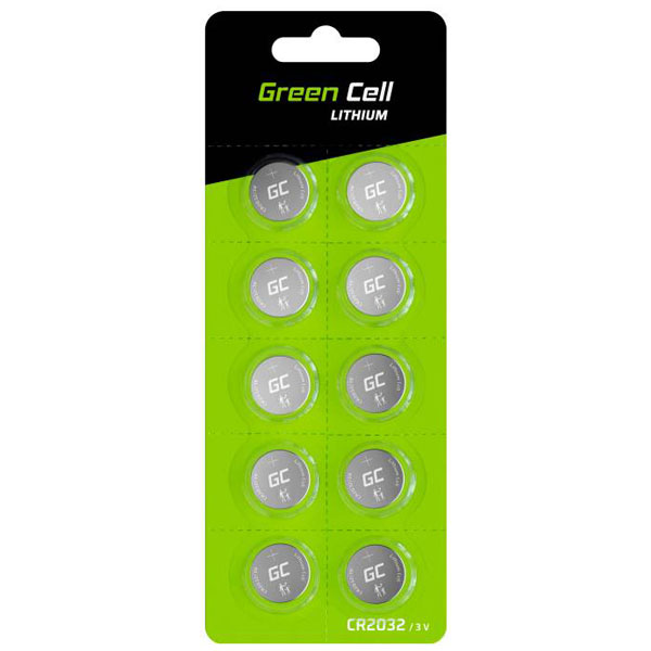Green Cell XCR01 Battery CR2032 3V 220mAh 10 Pieces Lithium Button...