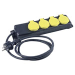 Heitronic 45058 Power Strip Black/Yellow 4-Way 1.5m Child Safety