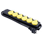 Heitronic 45059 Salamandra 6-Way Black/Yellow Power Strip with Child Safety
