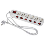 Heitronic 45191 Power Strip Individually Switched 6 Sockets Resettable