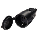 Martin Kaiser 552/sw Safety Mains Socket 250V Black IP44 Type F Bend Relief