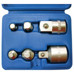 Kunzer 7AAS06 Drive Adapter Set, 6-Pc, Ball Lock, Chrome-Plated