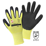 L+D 14906-7 Nylon Touchscreen Gloves Size 7 Yellow Black Latex Coating