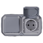 Legrand 069742L Plexo Wet Room Socket 2-Way IP44 IK08 Grey