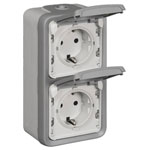 Legrand 69744 Plexo Socket Grey IP44 2-Way Vertical Wet Room Use