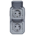 Legrand 069744L Plexo Wet Room Switch IP44 Grey 2-Way Pre-Wired Socket