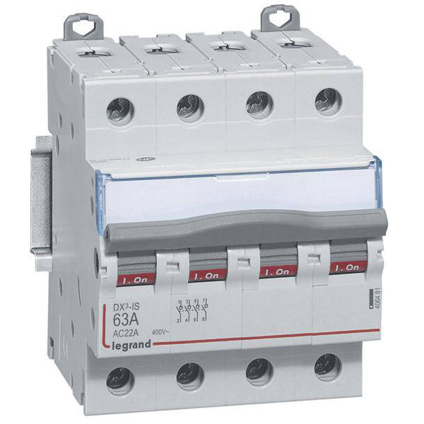 Legrand 406467 DX3 Isolator Switch 3-Pole 63A 400V Lockable Rail Mount