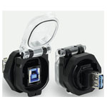 Lütze 493116 USB 3.0 Panel Mount Socket 180° Hinged Lid Shielded