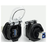 Lütze 493117 Mounting Socket USB 3.0 A/B F/F 180° Shielded Hinged Lid