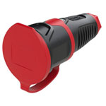 PCE 2511-sr Safety Mains Socket Rubber 250V IP54 Black/Red