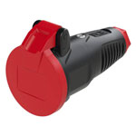 PCE PCE 2522-sr Safety Mains Socket Solid Rubber IP54 Black/Red