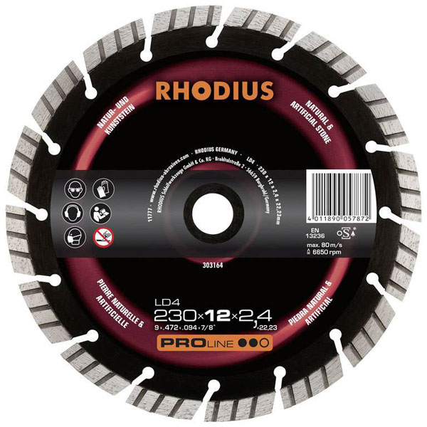 Rhodius 303163 LD4 Diamond Cutting Disc 180mm Durable for Stone Cu...