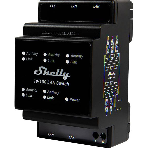 Shelly Shelly_Switch LAN Switch DIN-Mount 5 RJ45 Stable Network So...