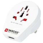 Skross 1500268 Travel Adapter World to USA USB for 2/3-pin devices