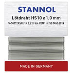 Stannol 508595 HS10 Solder Lead-Free Sn99.3Cu0.7 1mm Fast Spreading