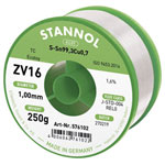 Stannol 576102 ZV16 Solder Wire Lead-Free Sn99.3Cu0.7 250g 1mm Flux-Filled