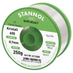 Stannol 811008 Kristall 600 Solder Lead-Free Sn99.3Cu0.7 REL0 0.7mm 250g
