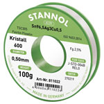 Stannol 811022 Kristall 600 Lead-Free Solder Sn965Ag3Cu05 100g 0.5mm