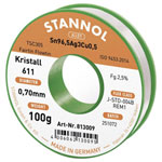 Stannol 813009 Kristall 611 Solder Lead-Free Sn96.5Ag3Cu0.5 100g 0.7mm