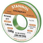 Stannol 813010 Kristall 611 Solder Lead-Free Sn96.5Ag3Cu0.5 100g 1mm