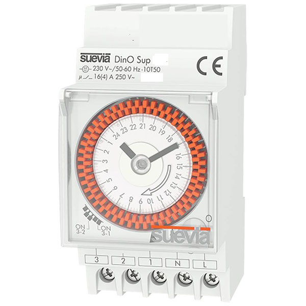 Suevia SU290132 DinO Sup D Timer 230V AC DIN Rail Analogue 2.5 Modules