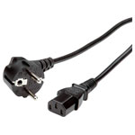 Value 19.99.1017 Power Cable 0.60m Black with Earthing Plug & C13 Socket