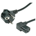 Value 19.99.1118 Current Cable Black 1.80m Angled Plug C13 IEC Socket