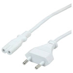 Value 19.99.2090 Mains Cable 1m White Moulded for Notebooks & Appliances