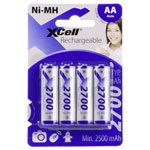 XCell X2700AA B4 Rechargeable NiMH AA Battery 2700mAh 1.2V 4 Pack