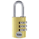 YALE YE3CB/20/121/1/GO Brass Padlock 20mm Gold 1pc Combination Lock