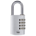 YALE YE3CB/38/131/1/S Silver Padlock 38mm Combination Secure Lock