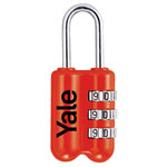 YALE YP2/23/128/1R Padlock 23mm Red, Zinc-Alloy, 3-Digit Resettable Combo Lock