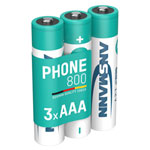 Ansmann 5030142 DECT AAA Battery 800mAh 1.2V 3 pieces Rechargeable Low-Discharge