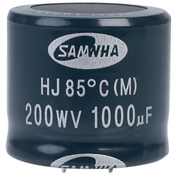 Samwha HJ2D108M35030HC 1000uf 200V 85deg Hj Snap In Capacitor