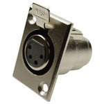 Cliff FC6120 XLR Connector Sleeve Socket 4 Pins Silver 1 pc
