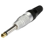 Hicon HI-J63M Audio Jack Plug 6.35mm 2-Pin Mono Silver Full Metal Housing
