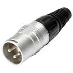 Hicon HI-X3CM XLR Connector Plug 3 Pins Silver/Black, Enhanced Strain Relief