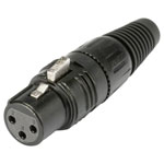 Hicon HI-X3FT XLR Connector Socket Straight 3-Pin Black 1 pc