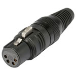 Hicon HI-X4CF-G XLR Socket, 4 Pins, Straight, Black, Strong Strain Relief