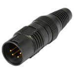 Hicon HI-X4CM-G XLR Connector, 4 Pins, Black, Superior Strain Relief