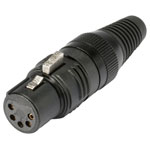 Hicon HI-X5CF-G XLR Socket, 5 Pins, Black, High Strain Relief, 1 Pc