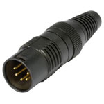Hicon HI-X5CM-G XLR Connector Straight Plug, 5 Pins, Black, Strain Relief