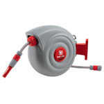 Holzmann WSR15M Garden Hose Reel 15m Grey/Red, Auto Roll-Up, Rotating Holder