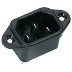 K & B 42R021212 IEC Connector 42R Plug Vertical Mount 2+PE 10A Black