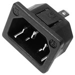 Martin Kaiser 753/sw IEC Connector 2+PE Pins 10A Black Vertical Mount