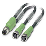 Phoenix Contact 1458664 Sensor/Actuator Cable 3P 0.3m M8 Black-Grey PUR