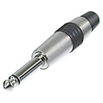 Rean NYS224C-4 AV 6.35mm Mono Audio Jack Plug, Silver, 2 Pins, 1pc