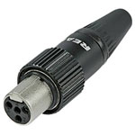 Rean RT5FCT-B Mini XLR Connector, 5 Pins, Straight, Black, 1 pc